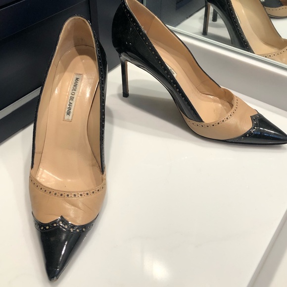 Manolo Blahnik Shoes - Manolo Blahnik Black and Tan heels